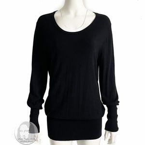Escada Sport Black Knit Sweater Pullover Scoop Neck Long Sleeve Size XL